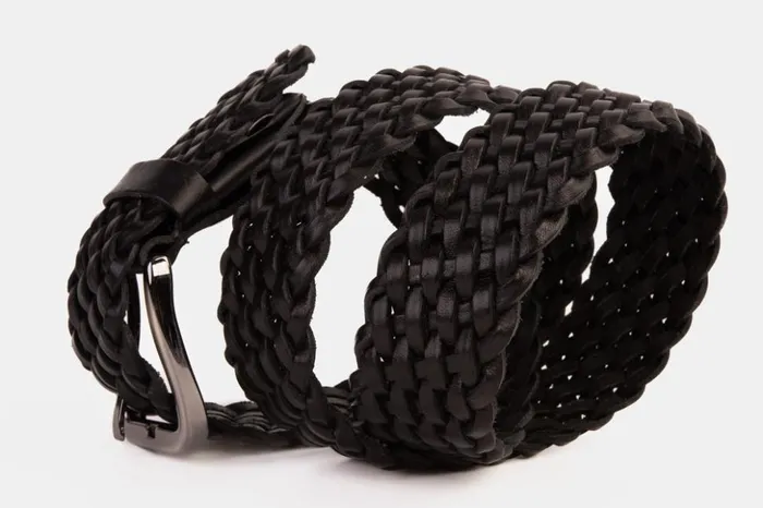 Vinci Leather Leather Belts The Grand Woven Black Color Leather Belt 8211 Men