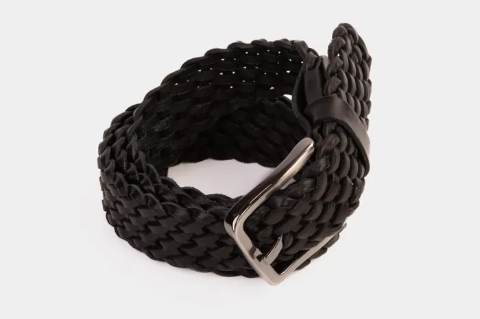 Vinci Leather Leather Belts The Grand Woven Black Color Leather Belt 8211 Men