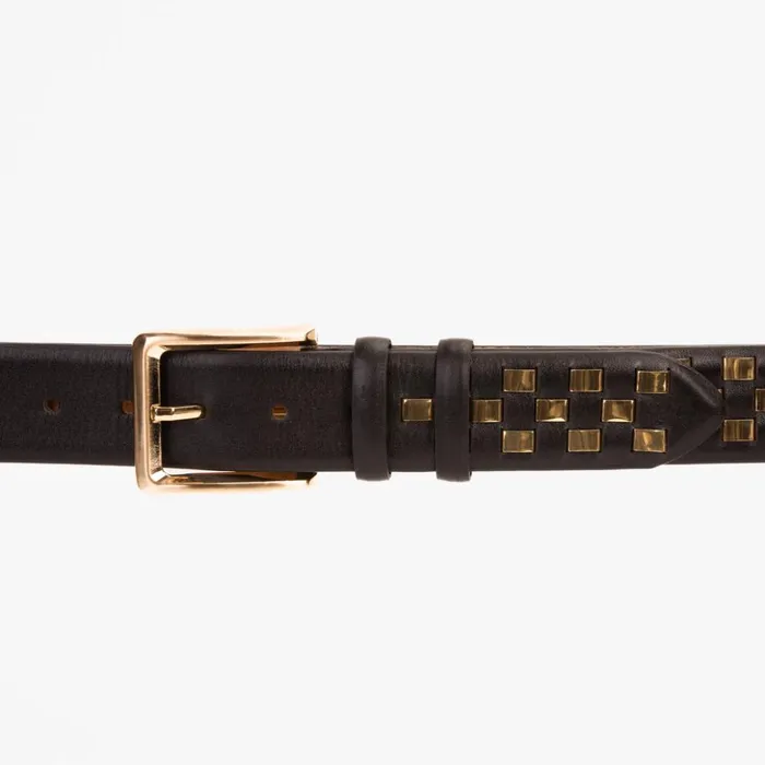 Vinci Leather Leather Belts The Mackenzie Black and Gold Woven Leather Belt 8211 Men