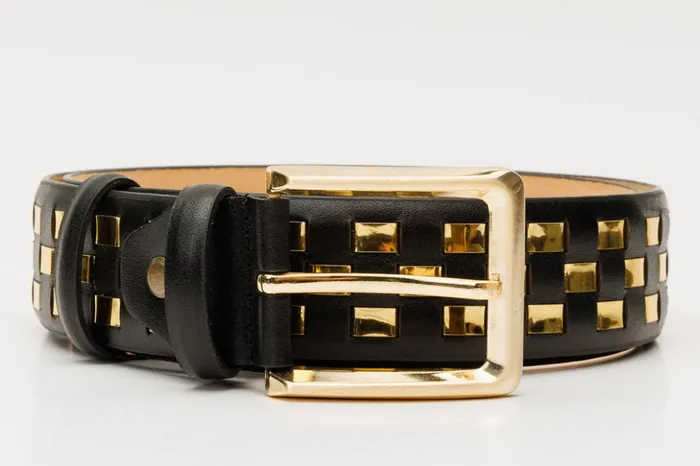 Vinci Leather Leather Belts The Mackenzie Black and Gold Woven Leather Belt 8211 Men