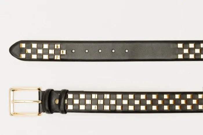 Vinci Leather Leather Belts The Mackenzie Black and Gold Woven Leather Belt 8211 Men