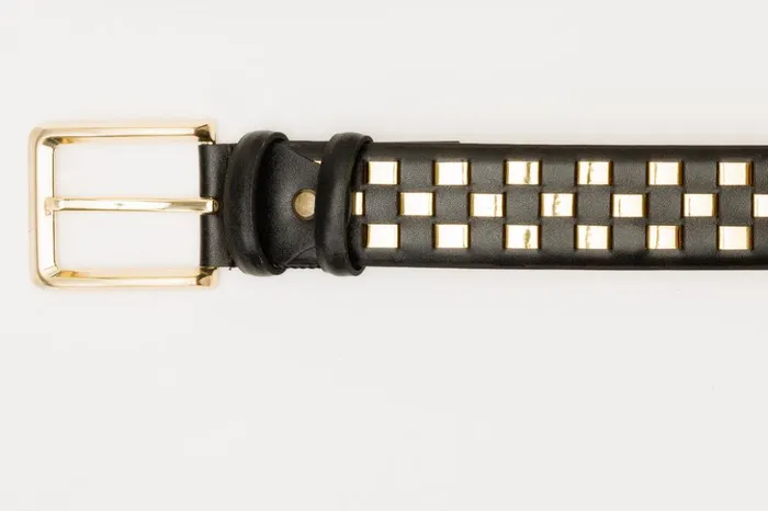 Vinci Leather Leather Belts The Mackenzie Black and Gold Woven Leather Belt 8211 Men