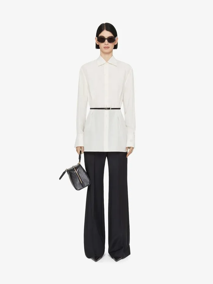 Voyou Shirt In Silk Ecru Women Givenchy Tops and Shirts