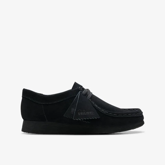 Wallabee Older Black Suede Kids Clarks Originals