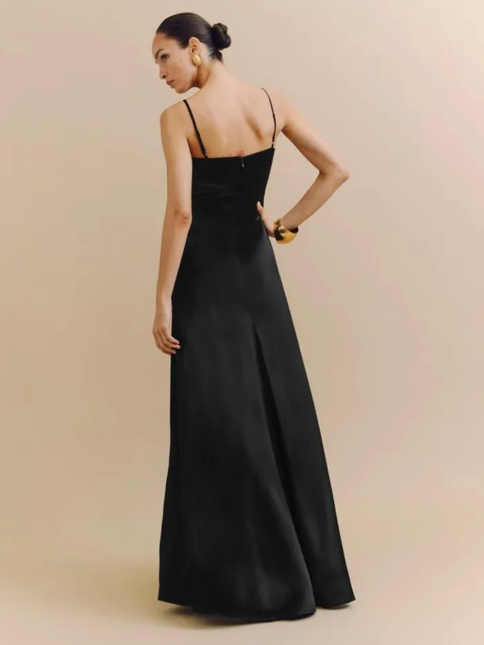 Weddings The Reformation Selah Silk Dress Black