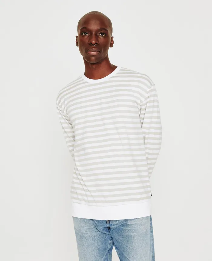 Wesley Pullover True Whitepale Smoke Men AG Jeans Sweatshirts