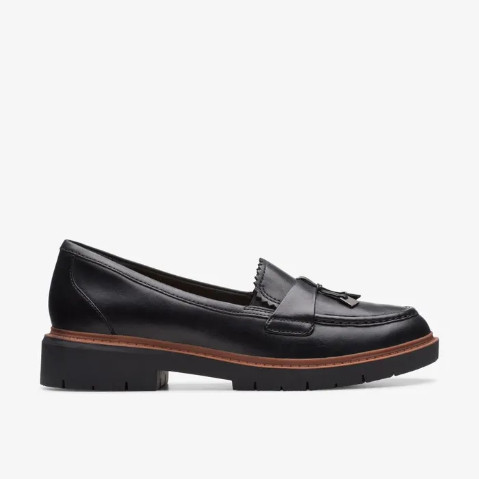 Westlynn Bella Black Leather Women Clarks SlipOns