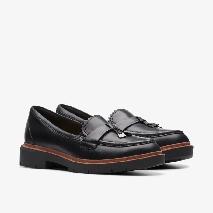 Westlynn Bella Black Leather Women Clarks SlipOns