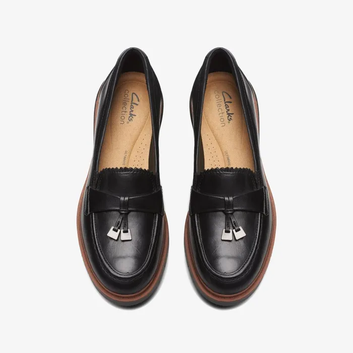 Westlynn Bella Black Leather Women Clarks SlipOns