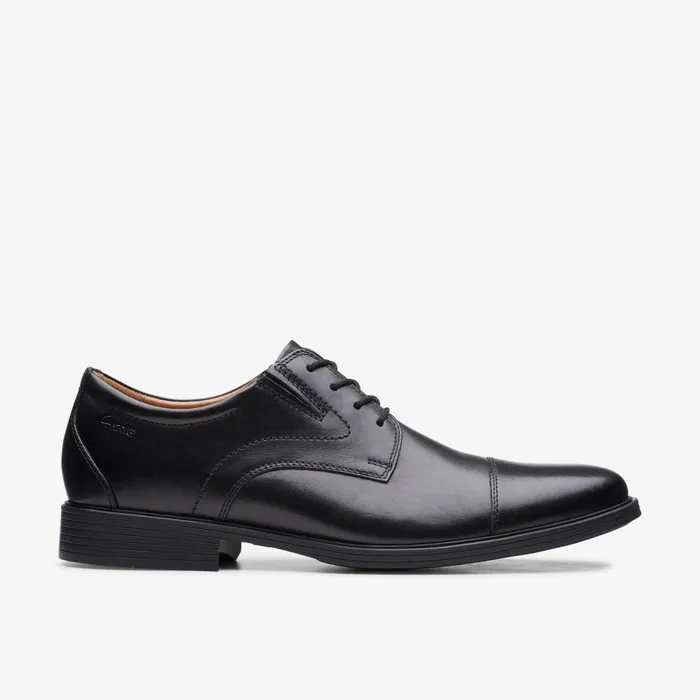 Whiddon Cap Black Leather Men Clarks Dress Shoes