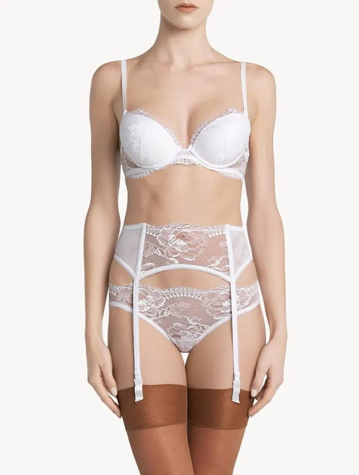 White Lace Suspender Belt Lingerie La Perla Garter Belts