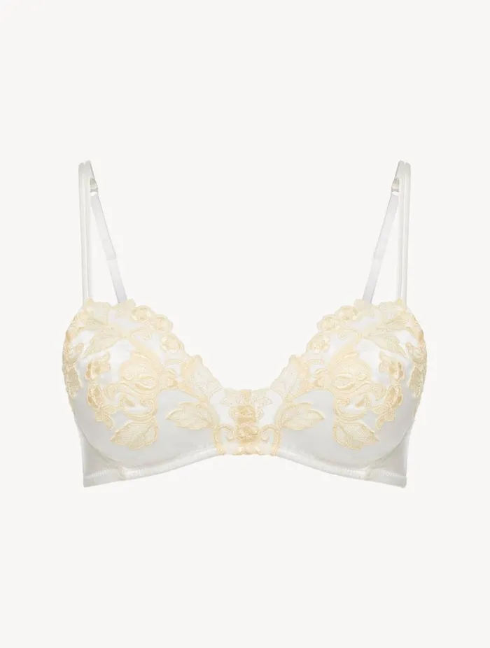 White Silk Triangle Bra With Ivory Frastaglio Lingerie La Perla Triangle