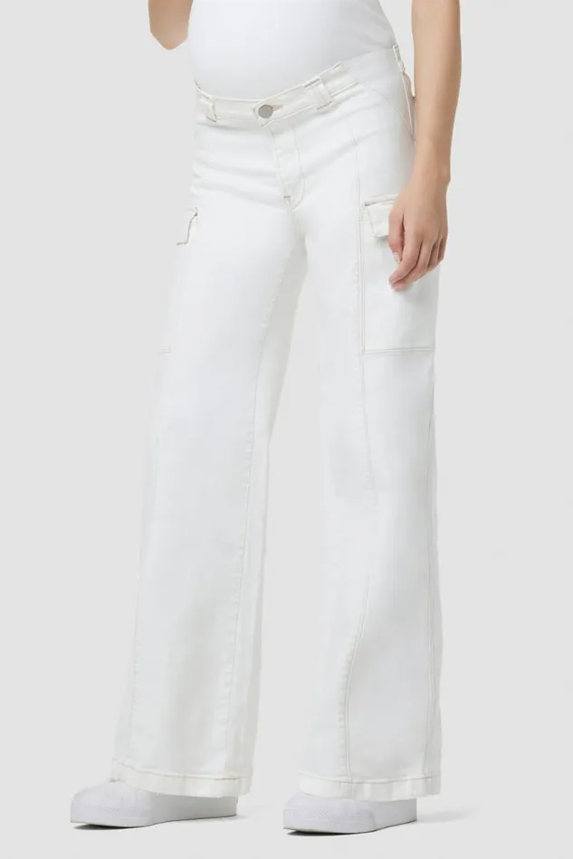 Wide Leg Women Hudson Jeans Utility Wide Leg Cargo Maternity Jean White