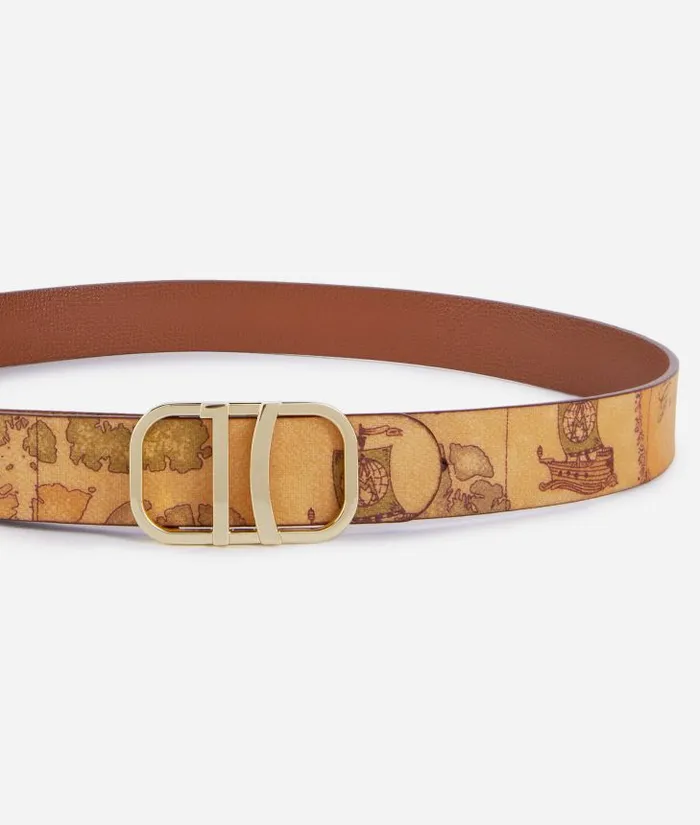 Woman Belts Alviero Martini 3d Geo Reversible Belt Chestnut