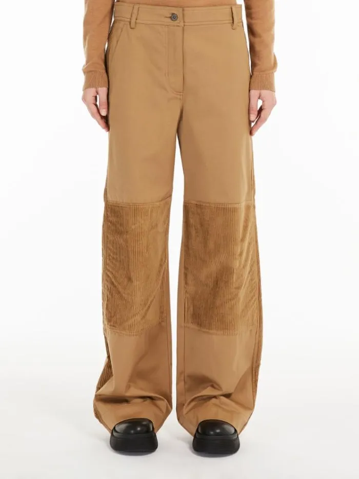 Woman Cotton Gabardine Trousers Camel Maxmara Trousers
