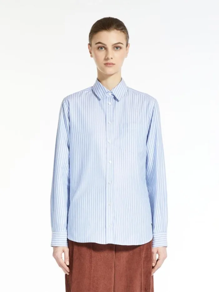 Woman Cotton Oxford Shirt Avio Maxmara Shirts And Tops