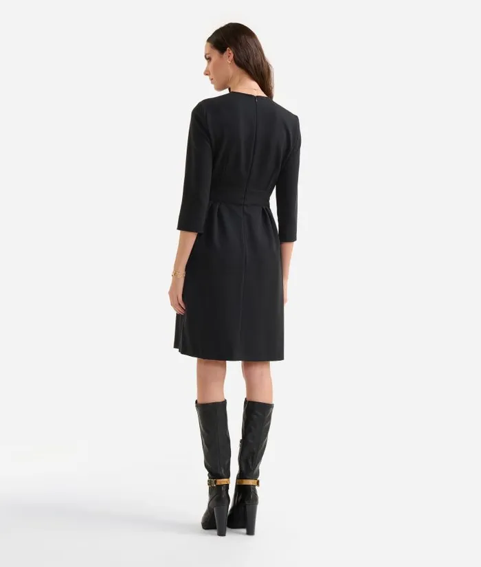 Woman Dresses Alviero Martini Stretch Fabric Dress With Jewel Belt Black