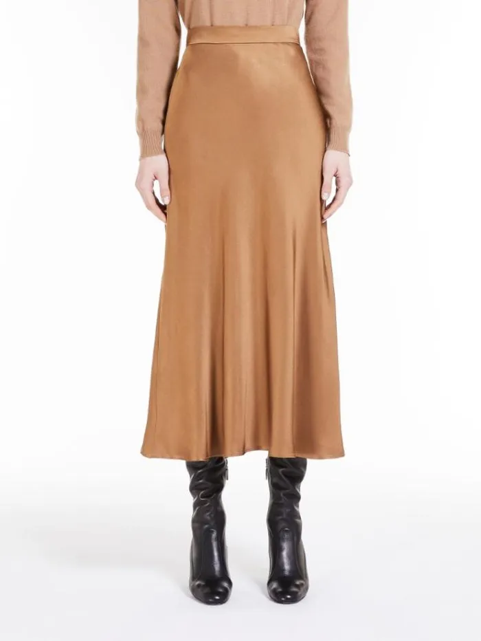 Woman Envers Satin Skirt Camel Maxmara Skirts