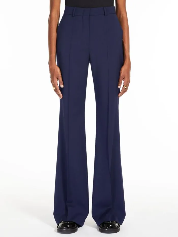 Woman Flared Pure Wool Trousers Midnightblue Maxmara Trousers