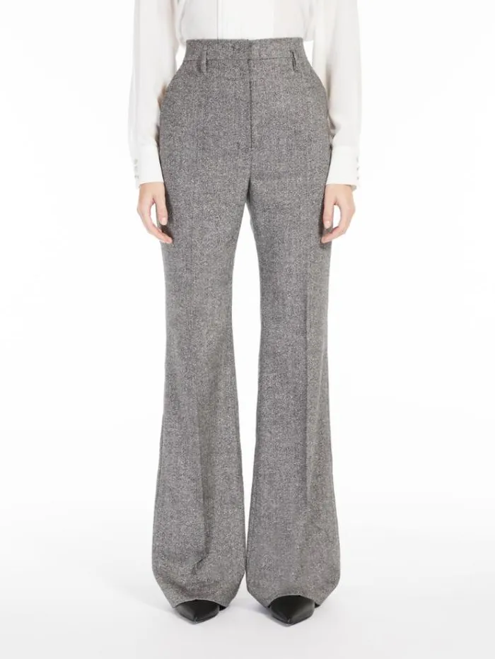 Woman Flared Stretch Wool Trousers Black Maxmara Suit