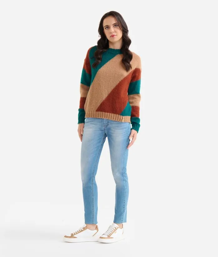 Woman Knitwears Shirts and Tops Alviero Martini Mohair Wool Yarn Intarsia Sweater BlueBrick Red Woman Knitwears Shirts and Tops Alviero Martini Mohair Wool Yarn Intarsia Sweater BlueBrick Red