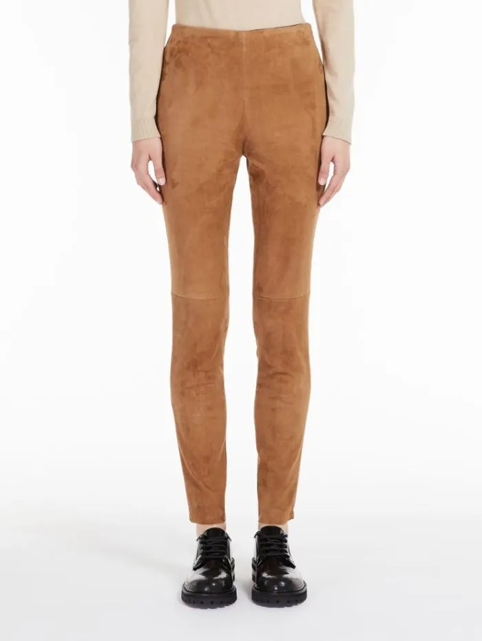 Woman Leather Trousers Caramel Maxmara Trousers