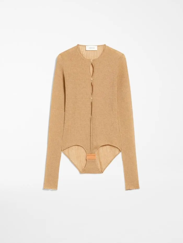Woman Lightweight Woolblend Bodysuit Beige Maxmara Knitwear And Sweatshirts Woman Lightweight Woolblend Bodysuit Beige Maxmara Knitwear And Sweatshirts