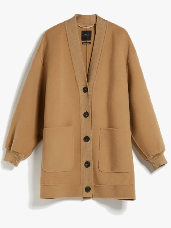 Woman Long Wool Cardigan Camel Maxmara Knitwear And Sweatshirts Woman Long Wool Cardigan Camel Maxmara Knitwear And Sweatshirts