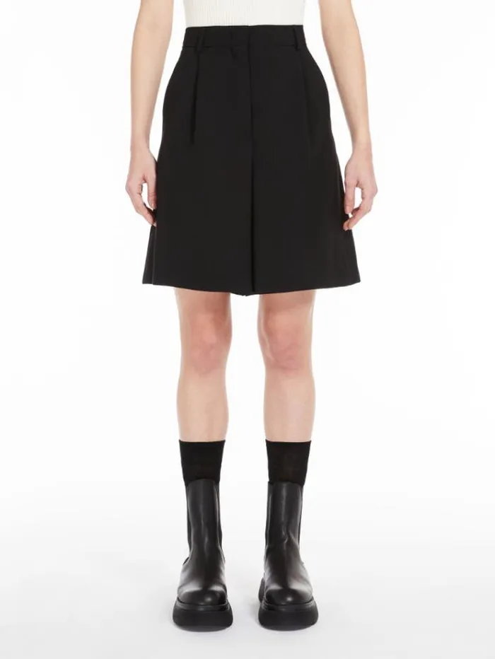 Woman Loosefit Shorts In Wool Black Maxmara Trousers