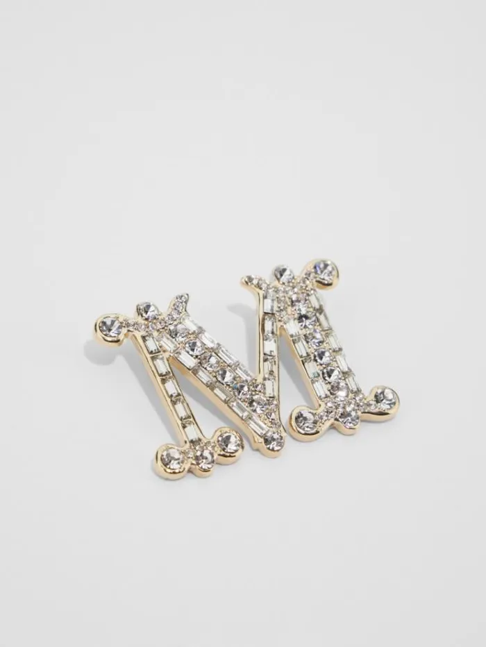 Woman Monogram Brooch With Crystals Crystal Maxmara Jewelry