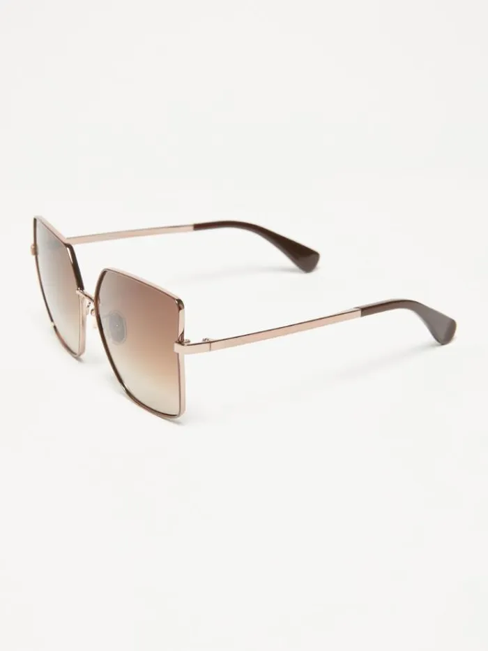 Woman Oversized Metal Sunglasses Brown Maxmara Eyewear