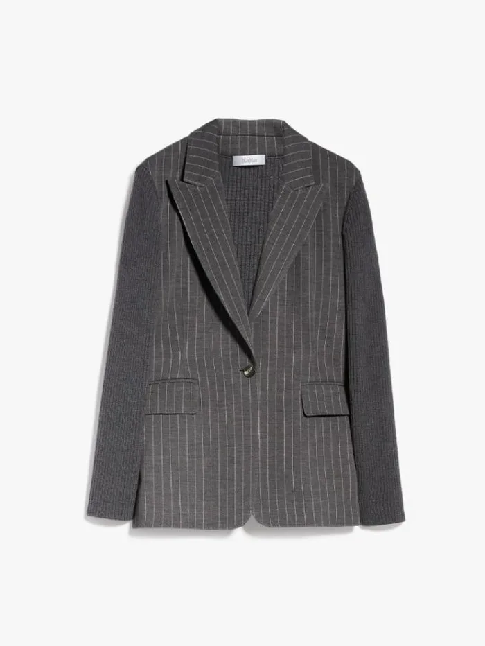 Woman Pinstripe Wool Blazer Medium Grey Maxmara Suit Woman Pinstripe Wool Blazer Medium Grey Maxmara Suit