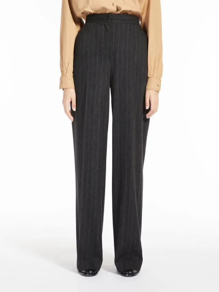 Woman Pinstriped Jersey Trousers Dark Grey Maxmara Suit