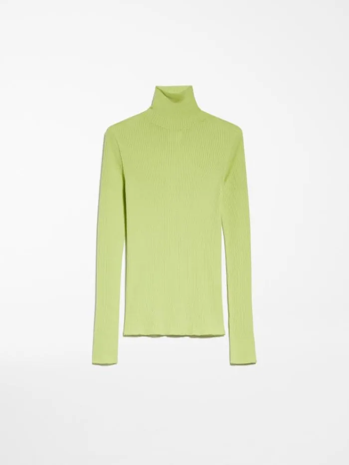 Woman Pure Virgin Wool Mock Poloneck Sweater Lime Maxmara Knitwear And Sweatshirts Woman Pure Virgin Wool Mock Poloneck Sweater Lime Maxmara Knitwear And Sweatshirts