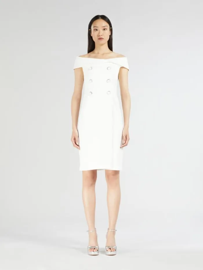 Woman Robe Manteau Cady Dress Optical White Maxmara Bridal Clothing