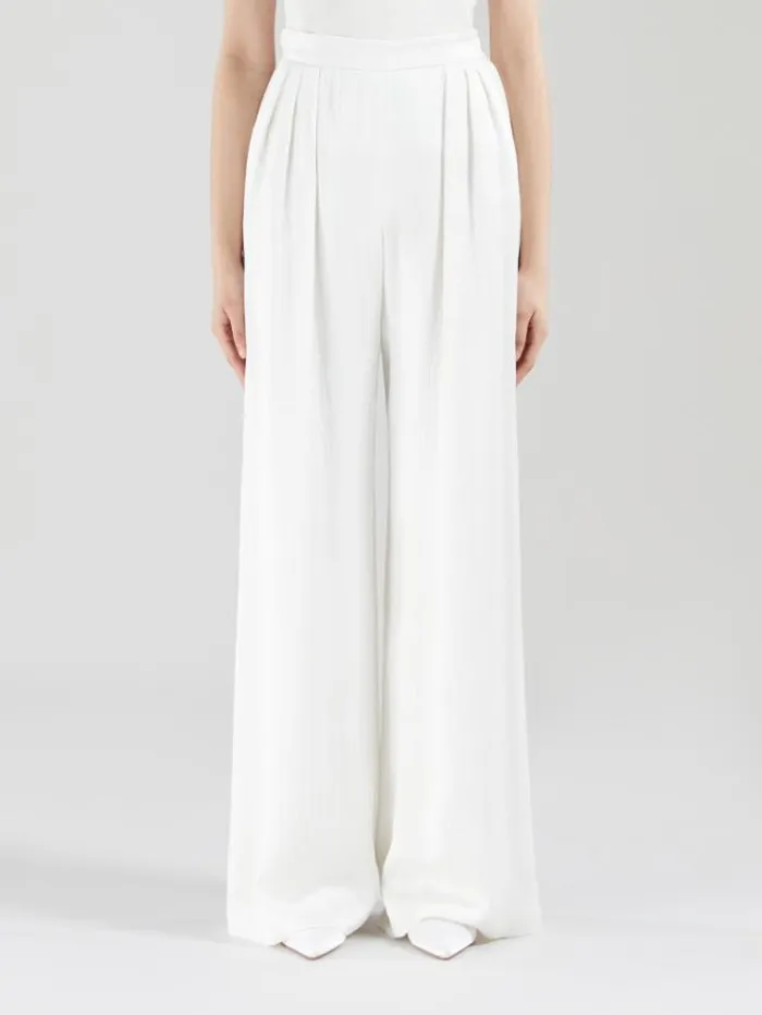 Woman Satin Trousers With Pleats White Maxmara Trousers