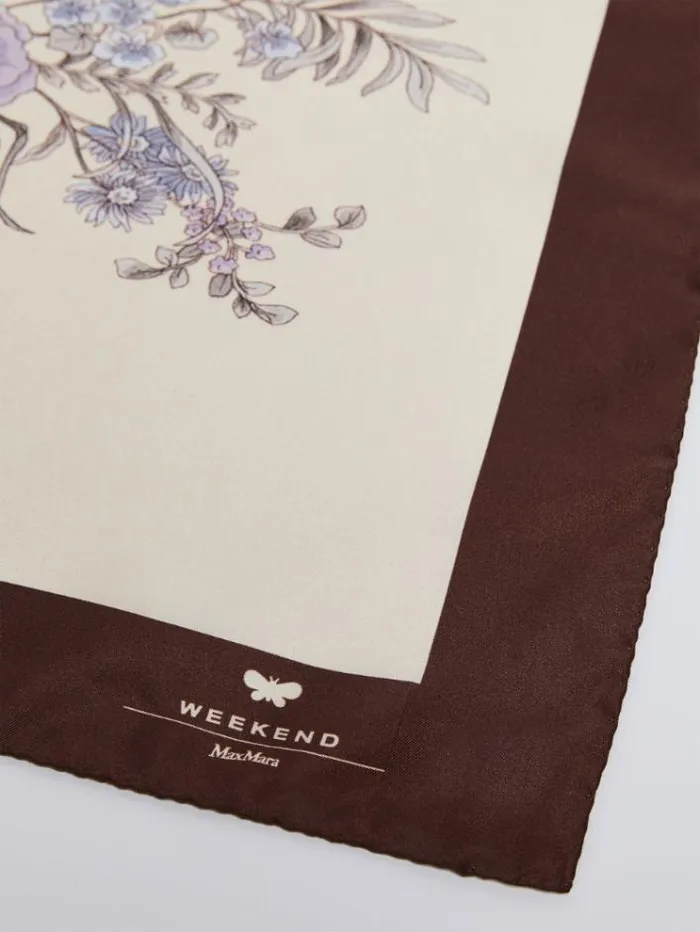 Woman Scarf In Printed Silk Twill Sand Maxmara Scarves And Foulards