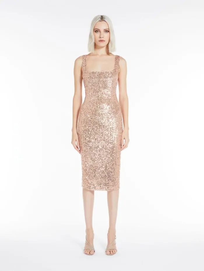 Woman Sequinned Sheath Dress Powder Maxmara Dresses