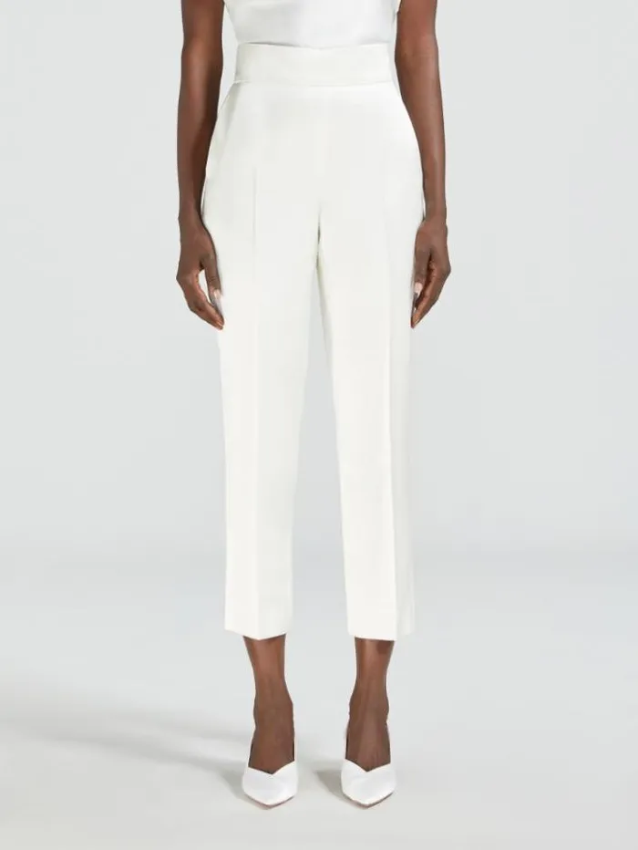 Woman Silk And Viscose Trousers Optical White Maxmara Bridal Clothing