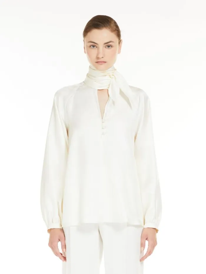 Woman Silk Foulard Shirt White Maxmara Shirts And Tops
