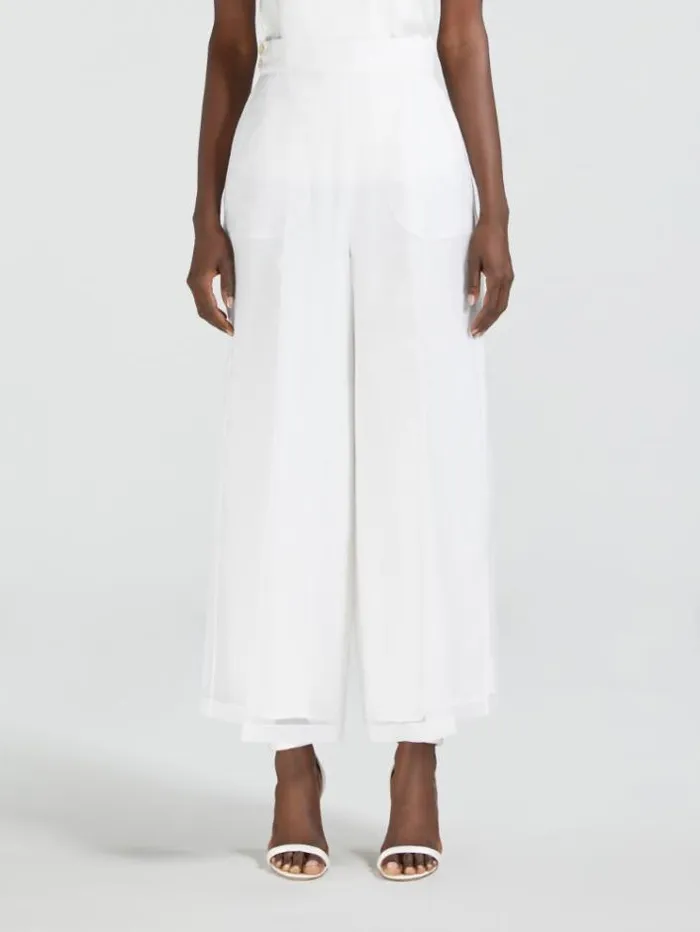 Woman Silk Organza Trousers Optical White Maxmara Bridal Clothing