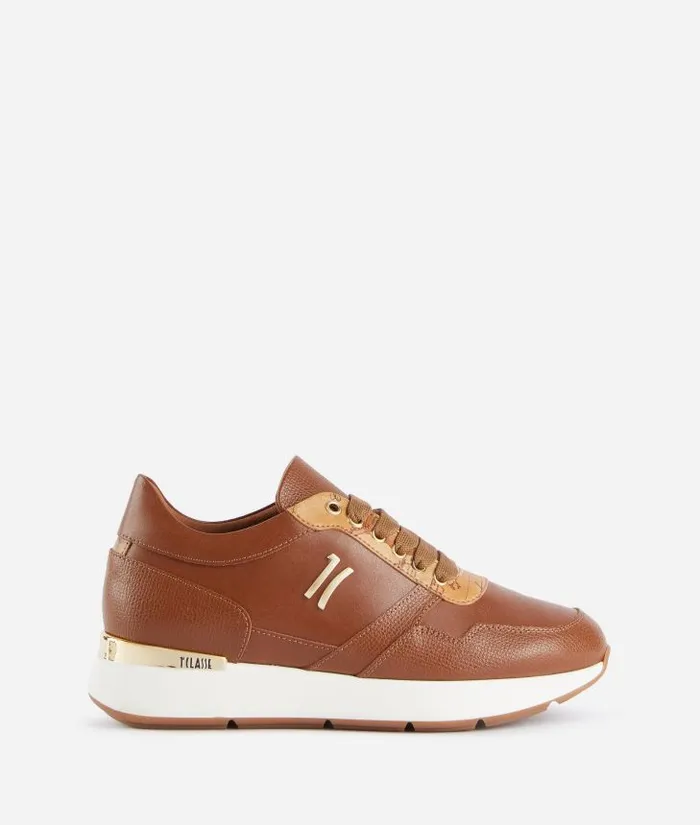 Woman Sneakers Alviero Martini Grainy Leather Running Shoes With 1c Logo Chestnut Woman Sneakers Alviero Martini Grainy Leather Running Shoes With 1c Logo Chestnut