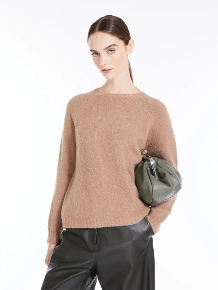 Woman Soft Knit Top In Alpaca And Cotton Camel Maxmara Knitwear And Sweatshirts Woman Soft Knit Top In Alpaca And Cotton Camel Maxmara Knitwear And Sweatshirts