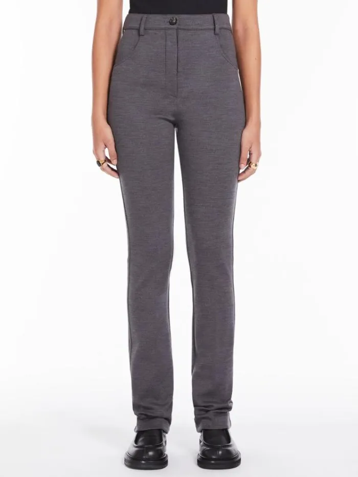 Woman Stretch Jersey Trousers Dark Grey Maxmara Trousers