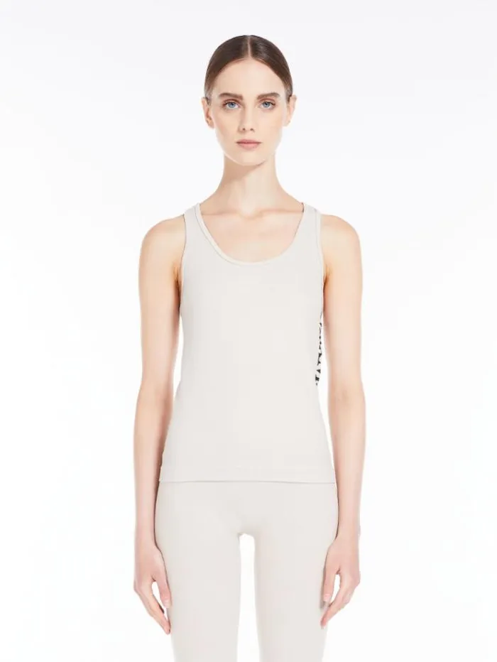 Woman Technical Fabric Logo Top White Maxmara Tshirts