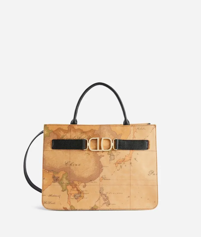 Woman Top Handle Bags Alviero Martini 3d Geo Handbag With Crossbody Strap Black Woman Top Handle Bags Alviero Martini 3d Geo Handbag With Crossbody Strap Black