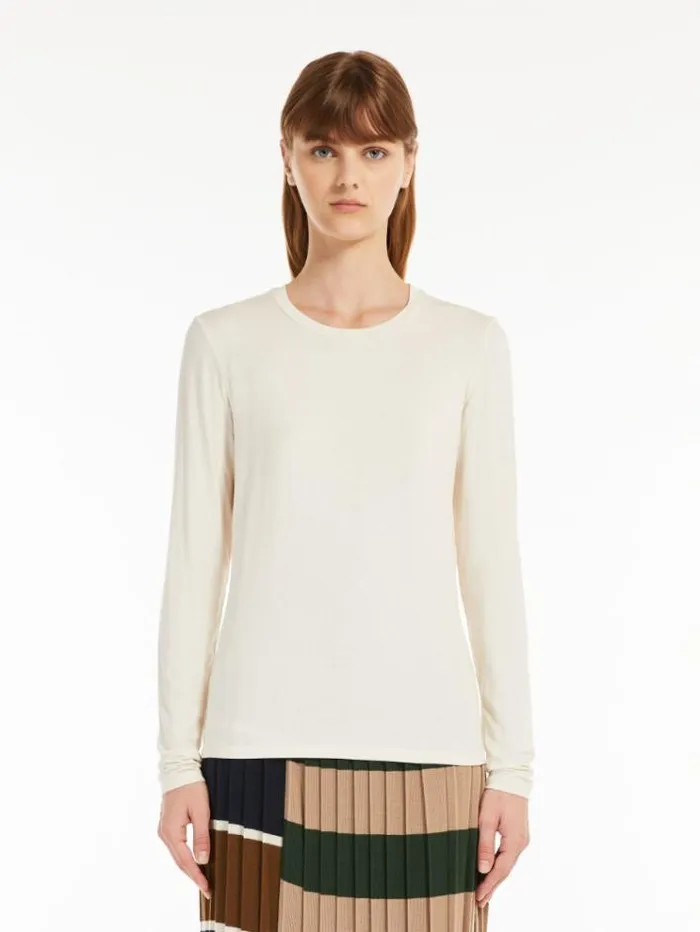 Woman Viscose Jersey Tshirt Ivory Maxmara Tshirts
