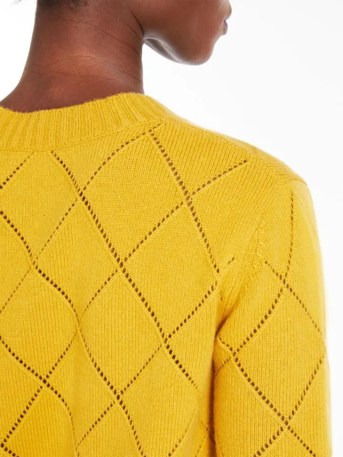 Woman Wool And Cashmere Argyle Jumper Ochre Maxmara Knitwear And Sweatshirts Woman Wool And Cashmere Argyle Jumper Ochre Maxmara Knitwear And Sweatshirts