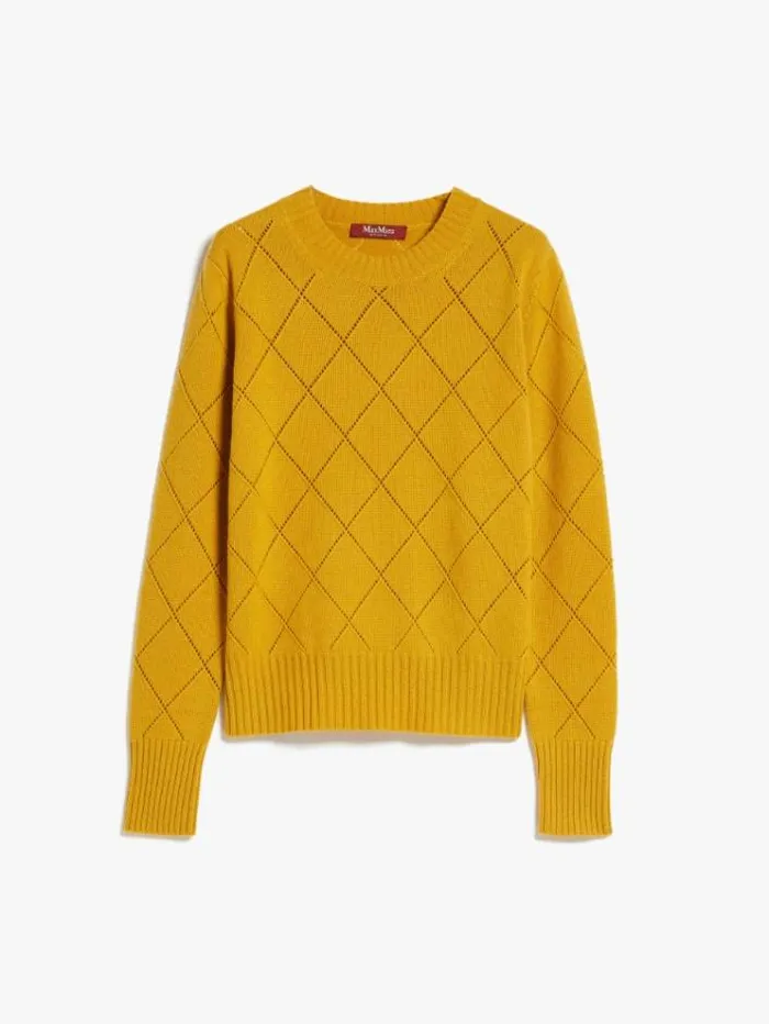 Woman Wool And Cashmere Argyle Jumper Ochre Maxmara Knitwear And Sweatshirts Woman Wool And Cashmere Argyle Jumper Ochre Maxmara Knitwear And Sweatshirts
