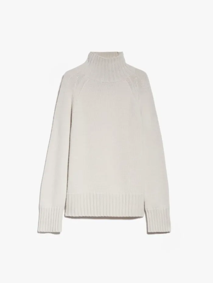 Woman Wool And Cashmere Poloneck Sweater Ecru Maxmara Knitwear And Sweatshirts Woman Wool And Cashmere Poloneck Sweater Ecru Maxmara Knitwear And Sweatshirts